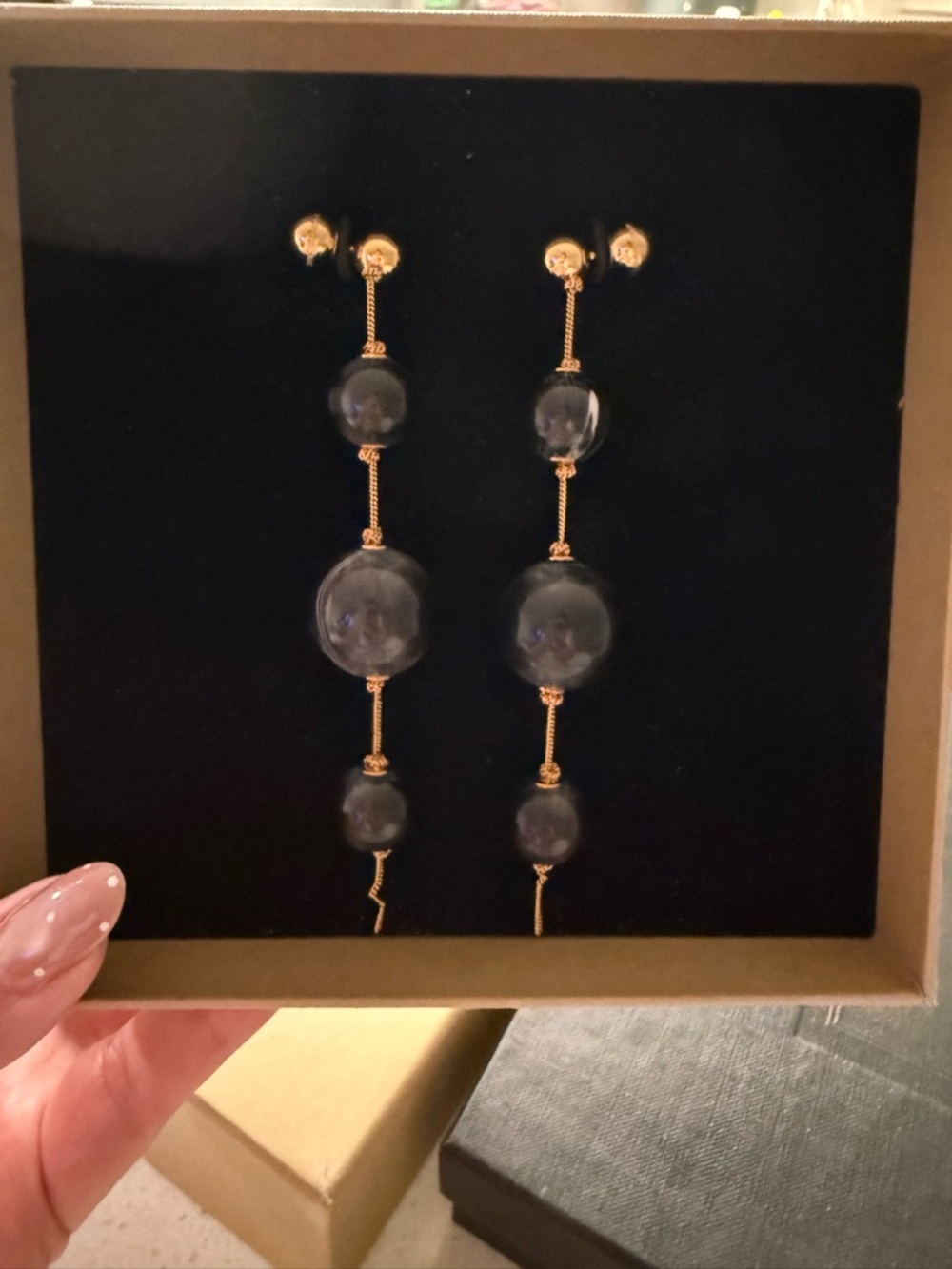 Burberry Gold Drop Earrings with Marble Beads